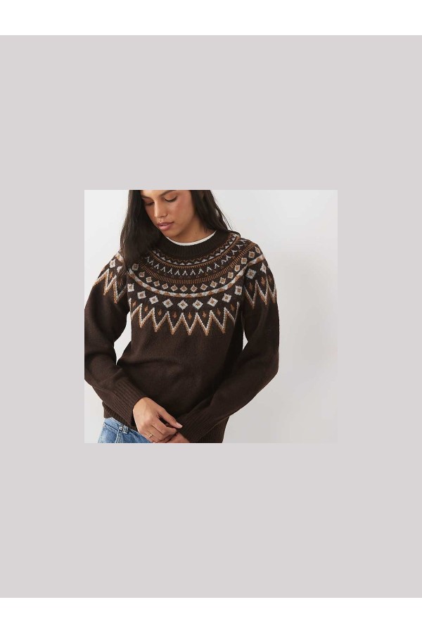 Jersey JDY Mujer Coffee Bean Junie Fair Isle 15379809 2