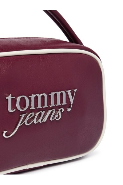 Bolso Tommy Jeans Rosewood Brown Bold Script Camera Bag AW0AW19053