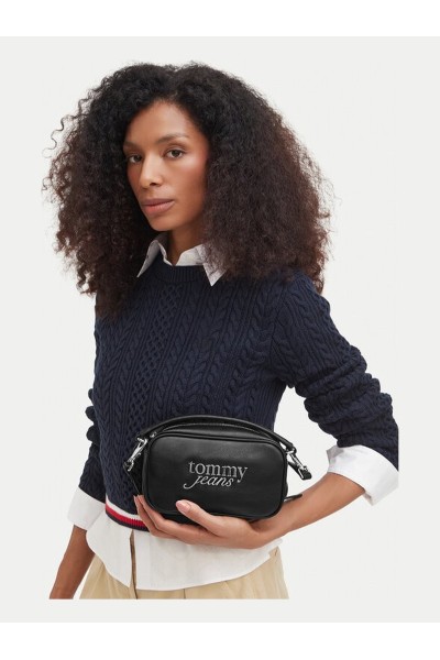 Bolso Tommy Jeans Negro Bold Script Camera Bag AW0AW19053
